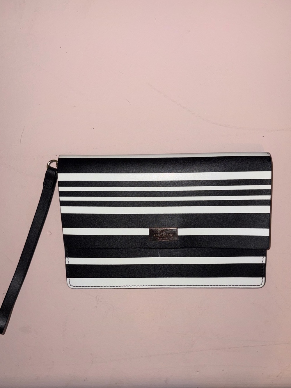 Kate Spade Black & White Striped Wristlet Clutch - Women
